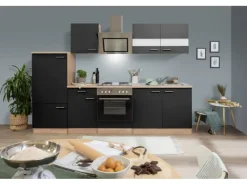 Best Economy Küchenzeile KB270ESSS 270 cm -Eiche Sägerau Herde|Kühlschränke