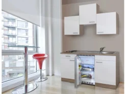 Discount Respekta Economy Küchenzeile 150 cm Weiß-Eiche Sägerau Nachbildung