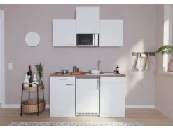 Best Economy Küchenzeile KB150WWMIC 150 cm Weiß Single-Küchen|Pantryküchen