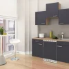 Respekta Single-Küchen|Pantryküchen<Economy Küchenzeile  150 cm Grau-Eiche Sägerau Nachbildung