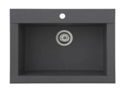 Clearance Einbauspüle Mineralite Ohio 66 cm x 50 cm Betongrau Granitspülen