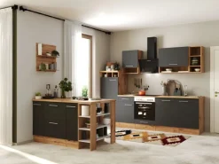 Respekta Kücheninseln|Einbauküchen<Küchenblock Hilde 280 cm mit Kücheninsel Grau