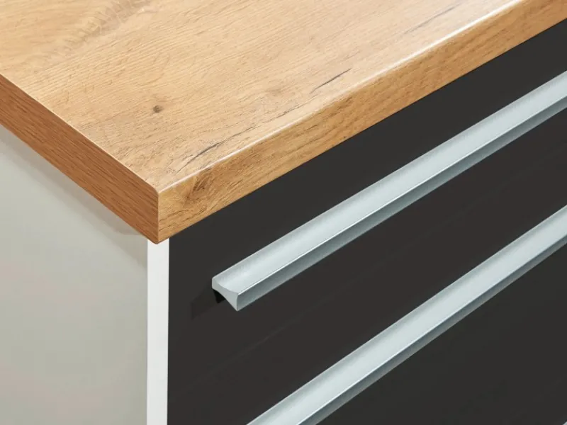 Clearance Kücheninsel Gabriel 150 cm ohne E-Geräte Grau Hochglanz Kücheninseln