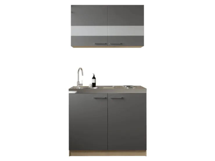 Respekta Pantryküchen|Miniküchen<Küchenmöbel-Set 5 Merle 100 cm Grau