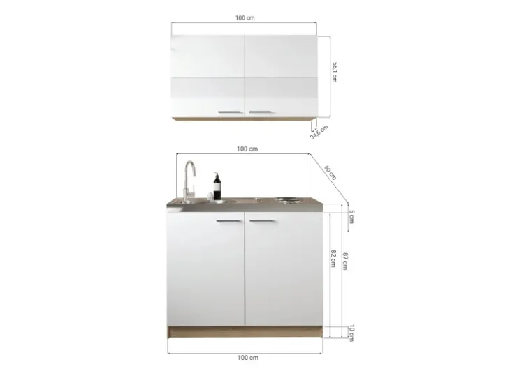 Respekta Pantryküchen|Miniküchen<Küchenmöbel-Set 5 Merle 100 cm Grau