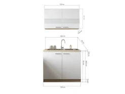 Respekta Pantryküchen|Miniküchen<Küchenmöbel-Set 2 Merle 100 cm Weiß