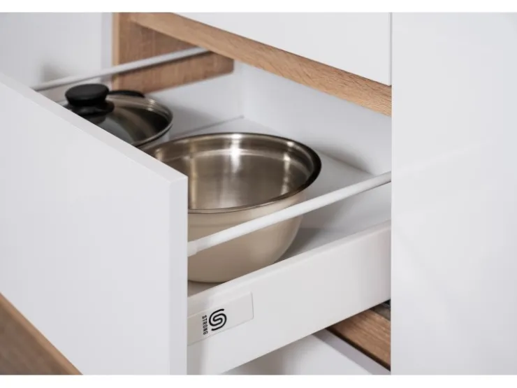 Discount Respekta Premium Respekta Küchenzeile GLRP280HESS Grifflos 280 cm -Sonoma Eiche Schwarz Hochglanz