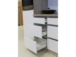Respekta Premium Kühlschränke|Winkelküchen<Respekta Küchenzeile GLRP320HESW Grifflos 320 cm Weiß Hochglanz-Sonoma Eiche Hochglanz Weiß