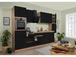 Respekta Küchenzeile GLRP330HESS Grifflos 330 cm -Sonoma Eiche Kochfelder|Kühlschränke