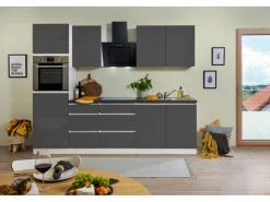 Sale Respekta Premium Respekta Küchenzeile GLRP270HWG Grifflos 270 cm -Weiß Grau Hochglanz
