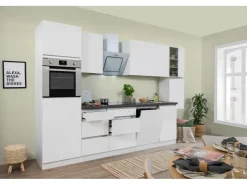 Discount Respekta Premium Respekta Küchenzeile GLRP330HWWM Grifflos 330 cm Weiß Matt