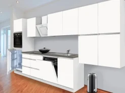 Respekta Premium Kühlschränke|Einbauküchen<Respekta Küchenzeile GLRP380HWWM Grifflos 380 cm Weiß Matt