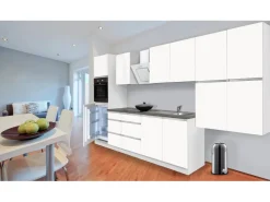 Respekta Premium Kochfelder|Kühlschränke<Respekta Küchenzeile GLRP370HWWM Grifflos 370 cm Weiß Matt