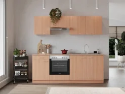 Respekta Einbauküchen<Küchenzeile KB210BBEC 210 cm Nachbildung Buche
