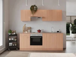Best Küchenzeile KB210BBE 210 cm Nachbildung Einbauküchen|Kochfelder