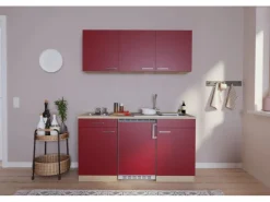Outlet Küchenzeile KB150ESR 150 cm Rot-Eiche Sägerau Pantryküchen|Miniküchen