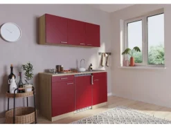Outlet Küchenzeile KB150ESR 150 cm Rot-Eiche Sägerau Pantryküchen|Miniküchen