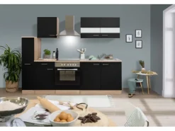 Respekta Küchenzeile KB240ESSC 240 cm -Eiche Schwarz
