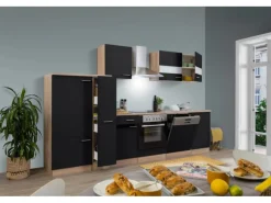Best Küchenzeile KB310ESSC 310 cm -Eiche Sägerau Nachbildung Herde|Kühlschränke