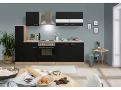 Respekta Küchenzeile KB240ESS 240 cm -Eiche Schwarz