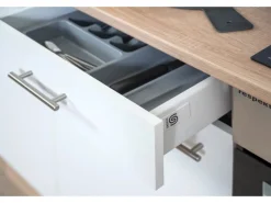 Best Küchenzeile KB270ESWCGKE 270 cm -Eiche Sägerau Nachbildung Glänzend Single-Küchen|Kühlschränke