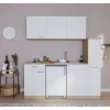 Best Küchenzeile KB180ESW 180 cm Weiß-Eiche Sonoma Sägerau Nachbildung Single-Küchen|Kochfelder