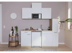 Best Küchenzeile KB180ESWMIC 180 cm -Eiche Sägeräu Nachbildung Kühlschränke|Einbauküchen