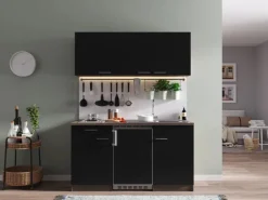 Clearance Respekta Küchenzeile KB150EYS 150 cm Schwarz-Eiche York Nachbildung