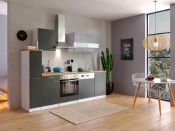Sale Respekta Küchenzeile KB250WG 250 cm Grau-Weiß