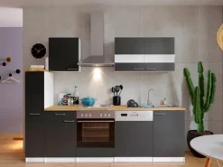 Sale Respekta Küchenzeile KB250WG 250 cm Grau-Weiß