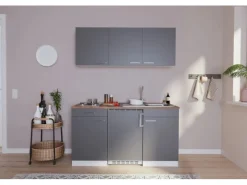 Outlet Küchenzeile KB150WG 150 cm -Weiß Glänzend Winkelküchen|Pantryküchen