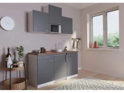 Hot Küchenzeile KB150WGMIC 150 cm -Weiß Single-Küchen|Pantryküchen