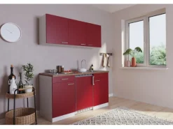 Online Küchenzeile KB150WR 150 cm -Weiß Single-Küchen|Pantryküchen