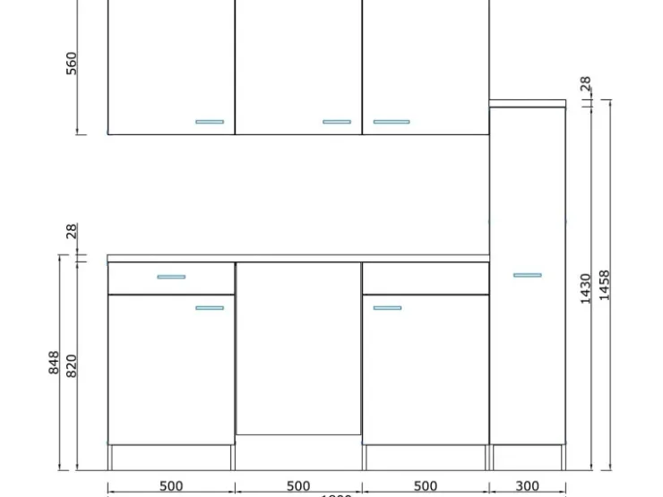 Respekta Pantryküchen|Miniküchen<Küchenzeile KB150WRMI 150 cm -Weiß Glänzend Rot