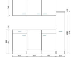 Respekta Pantryküchen|Miniküchen<Küchenzeile KB150WSC 150 cm -Weiß Schwarz