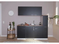 Best Küchenzeile KB180WS 180 cm -Weiß Winkelküchen|Kühlschränke