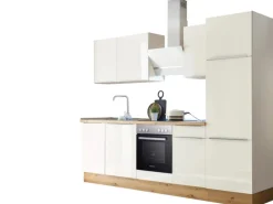 Clearance Küchenzeile Marleen 280 cm Artisan-Eiche Weiß Besteckkästen|Herde