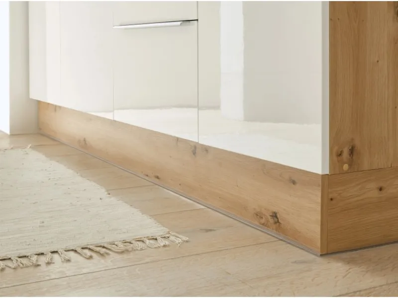 Outlet Küchenzeile Marleen 220 cm Artisan-Eiche Weiß Hochglanz Winkel Winkelküchen|Besteckkästen