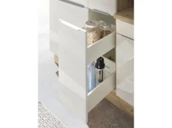 Clearance Küchenzeile Marleen 310 cm Artisan-Eiche Weiß Hochglanz Winkel Winkelküchen|Besteckkästen