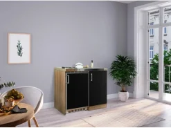 Clearance Respekta Küchenzeile MK100ESS 100 cm -Eiche Sägerau Nachbildung Schwarz