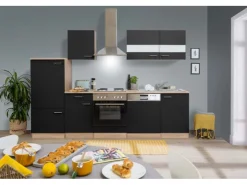 Clearance Respekta Küchenzeile ohne E-Geräte 320 cm Grifflos Weiß Hochglanz Einbauküchen