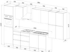 Outlet Respekta Premium Respekta Küchenzeile ohne E-Geräte 380 cm Grifflos -Weiß Schwarz Hochglanz