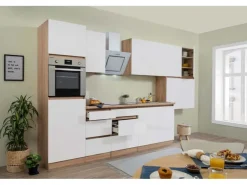 Discount Respekta Premium Respekta Küchenzeile ohne E-Geräte 370 cm Grifflos -Eiche Sägerau Weiß Matt