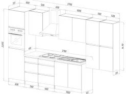 Respekta Premium Kühlschränke<Respekta Küchenzeile ohne E-Geräte 370 cm Grifflos -Weiß Schwarz Hochglanz