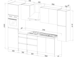 Respekta Premium Kochfelder|Kühlschränke<Respekta Küchenzeile ohne E-Geräte 320 cm Grifflos -Weiß Schwarz Hochglanz