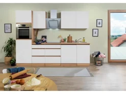 Respekta Premium Kühlschränke<Respekta Küchenzeile ohne E-Geräte 280 cm Grifflos -Eiche Sägerau Weiß Matt