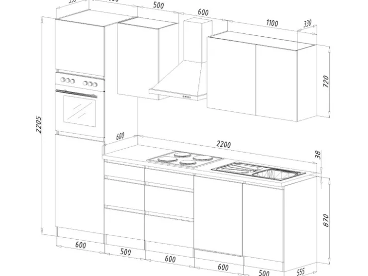 Respekta Premium Einbauküchen|Küchenschränke<Respekta Küchenzeile ohne E-Geräte 280 cm Grifflos Weiß Matt