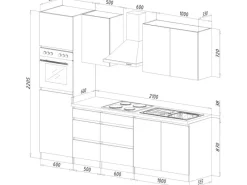 Respekta Küchenzeile ohne E-Geräte 270 cm Grifflos Weiß Hochglanz Einbauküchen
