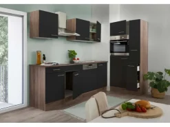 Hot Respekta Küchenzeile ohne E-Geräte 380 cm Grifflos Weiß Hochglanz Einbauküchen