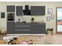 Discount Respekta Küchenzeile ohne E-Geräte 280 cm Grifflos -Weiß Einbauküchen|Kühlschränke